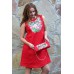 Embroidered dress "Song of Summer" red
